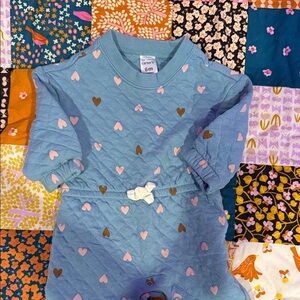 Carter's Blue Romper with Pink and Brown Hearts